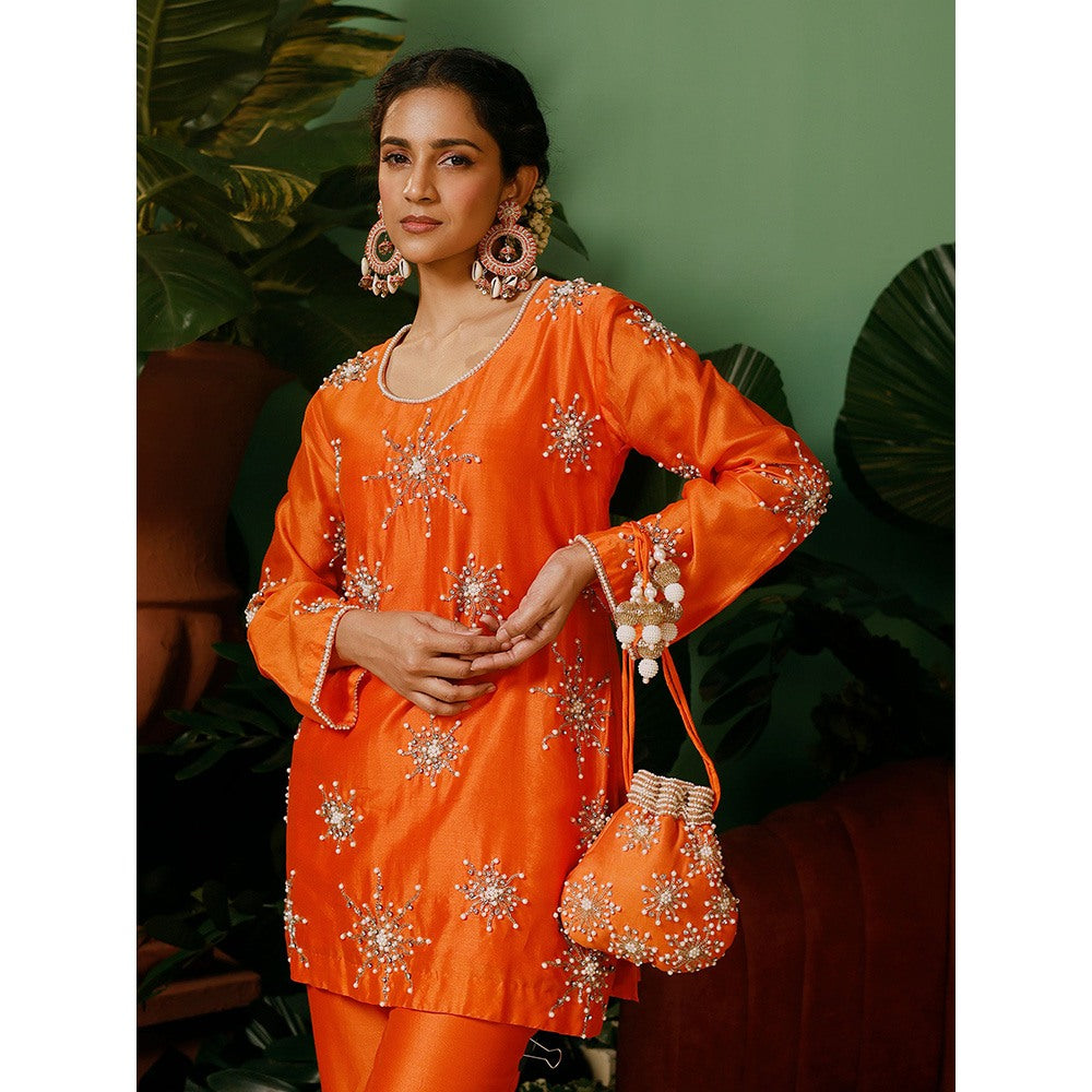 Midushi Bajoria Silk Chanderi with Hand Embellishment In Star Pattern Co-Ord (Set of 2)