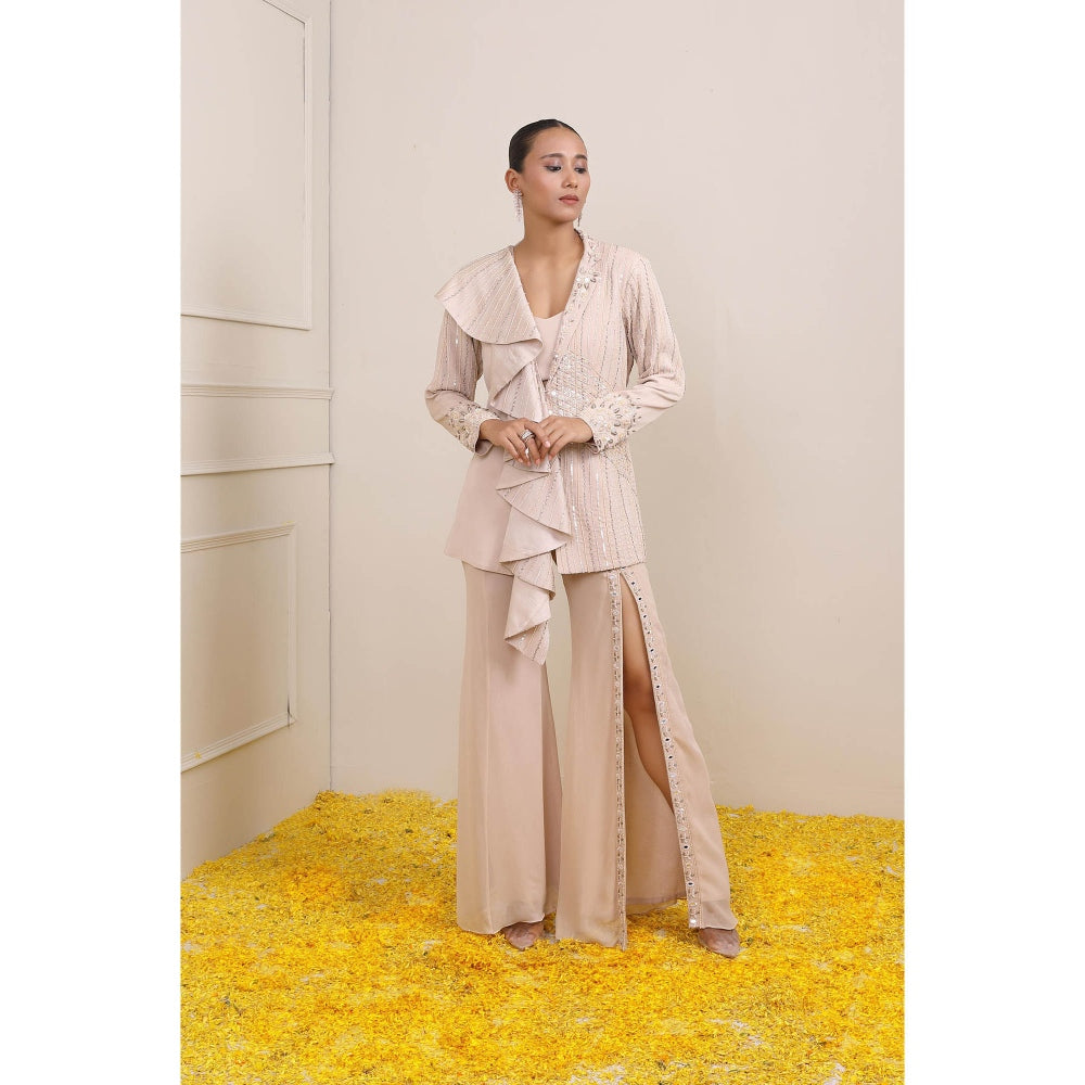 Miku Kumar Pink Zoha Jacket with Inner and Palazzo (Set of 3)