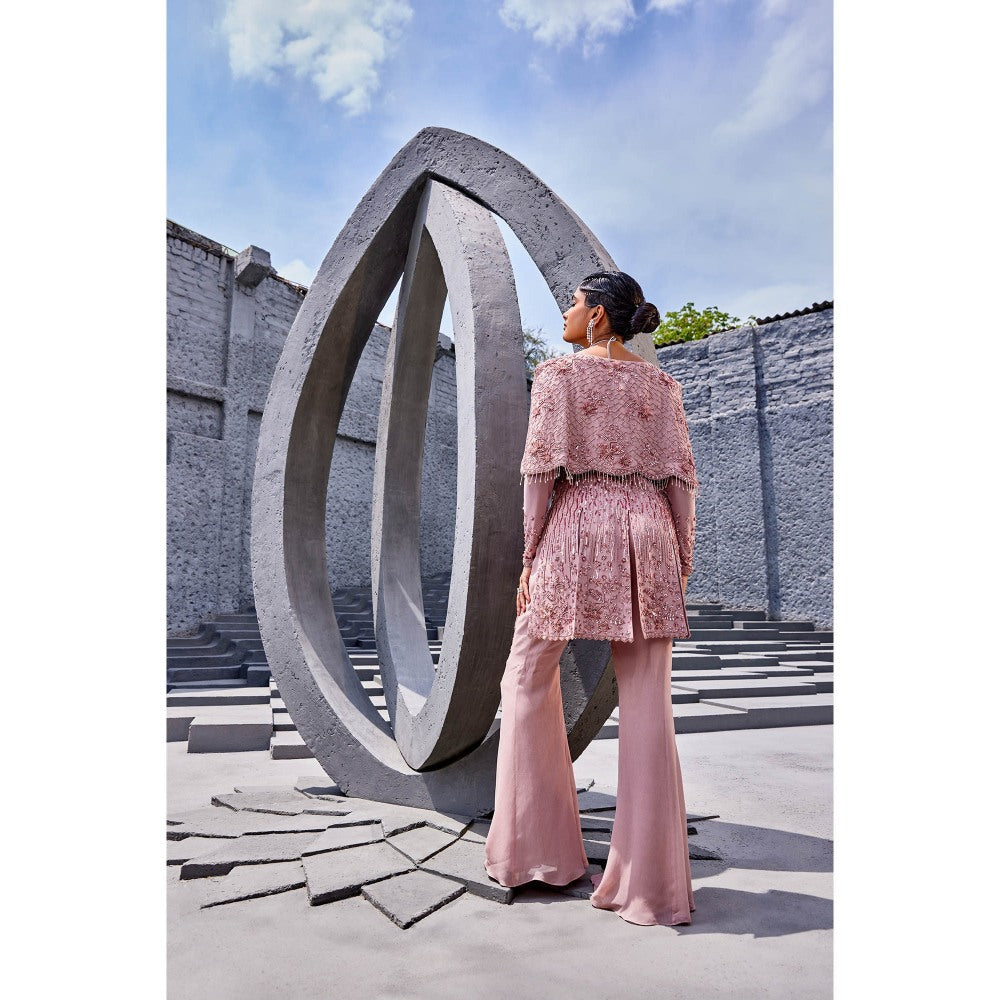 Miku Kumar Pink Raha Indo Western Jacket with Sharara (Set of 2)