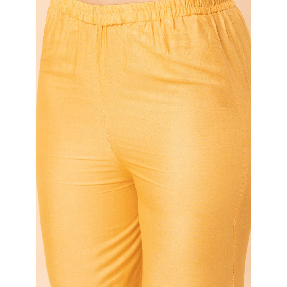 MILU MADAN Mustard Anarkali with Pant and Dupatta