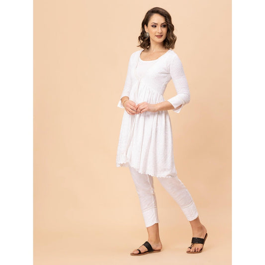 MILU MADAN Off White Chikan Co-Ord Set