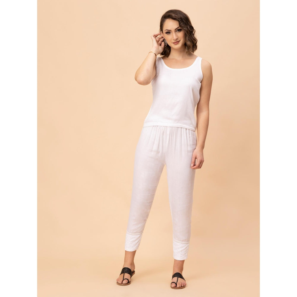 MILU MADAN Off White Chikan Co-Ord Set