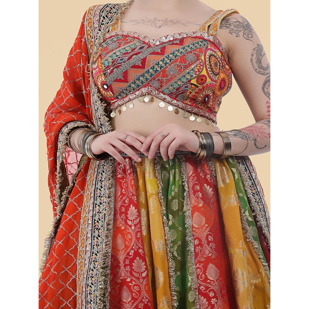 MILU MADAN Multi-Colour Lehenga with Blouse and Dupatta