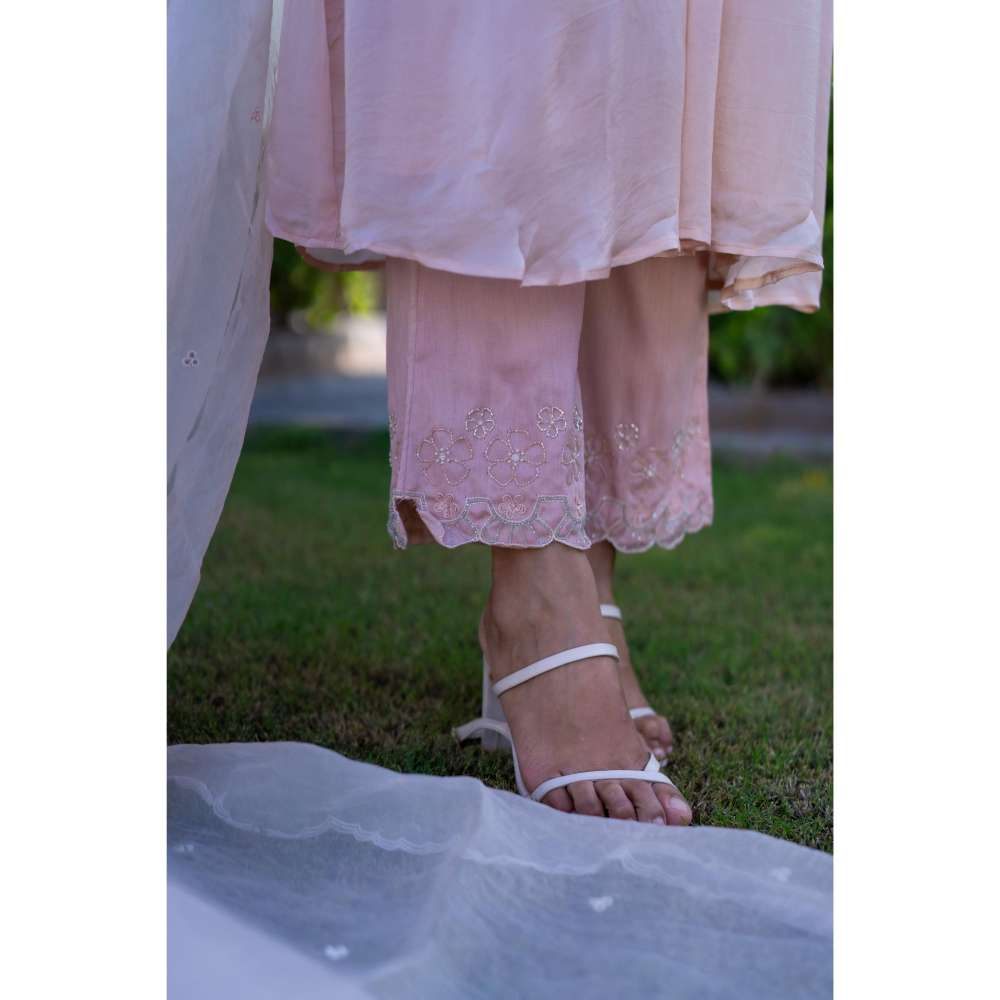 MINSH Rose Pink Kurta With Pant And Dupatta (Set of 3)