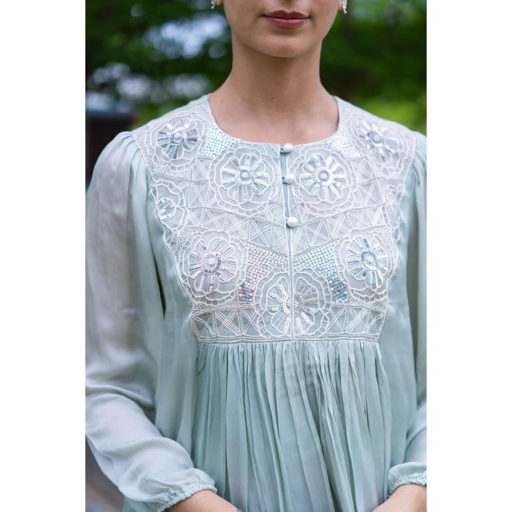 MINSH Eucalyptus Green Kurti With Palazzo (Set of 2)