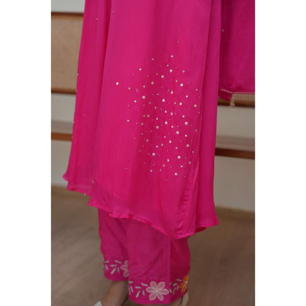 MINSH Pink City Anarkali with Pant and Dupatta