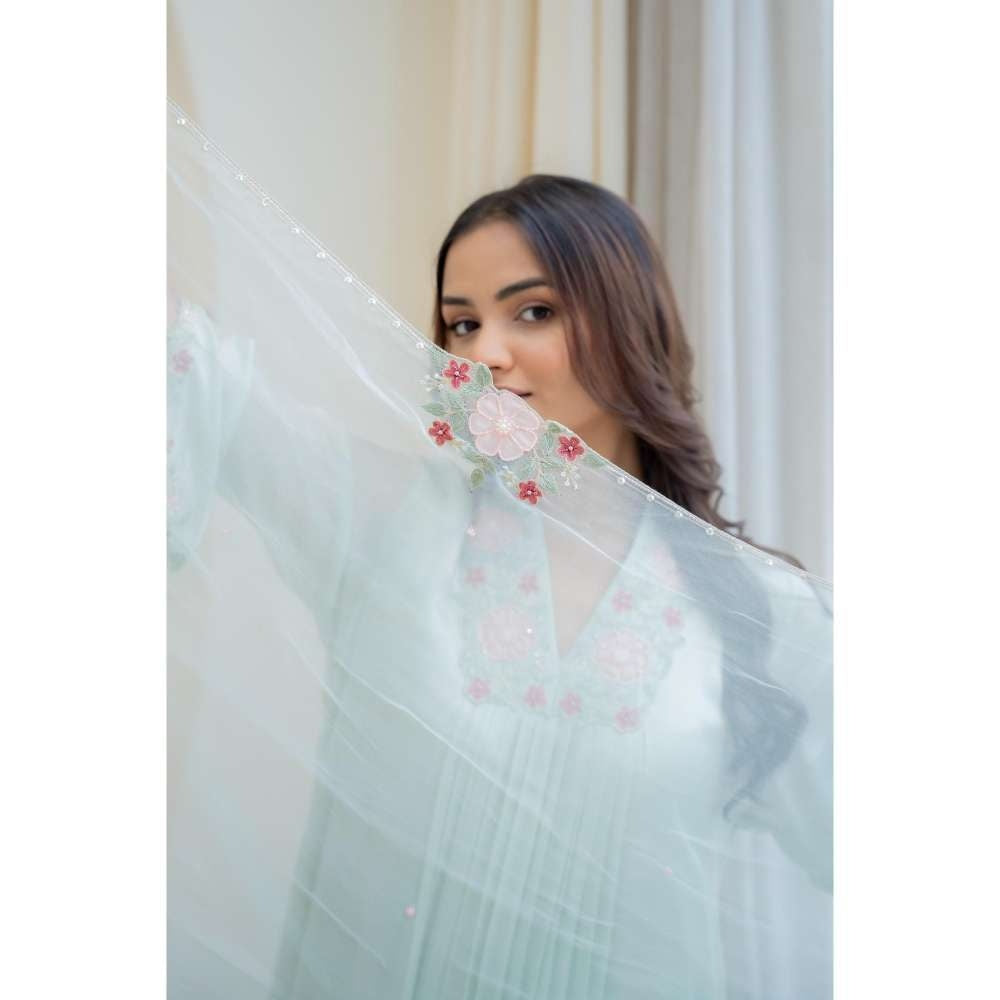 MINSH Green Blush Mint Anarkali with Pant and Dupatta