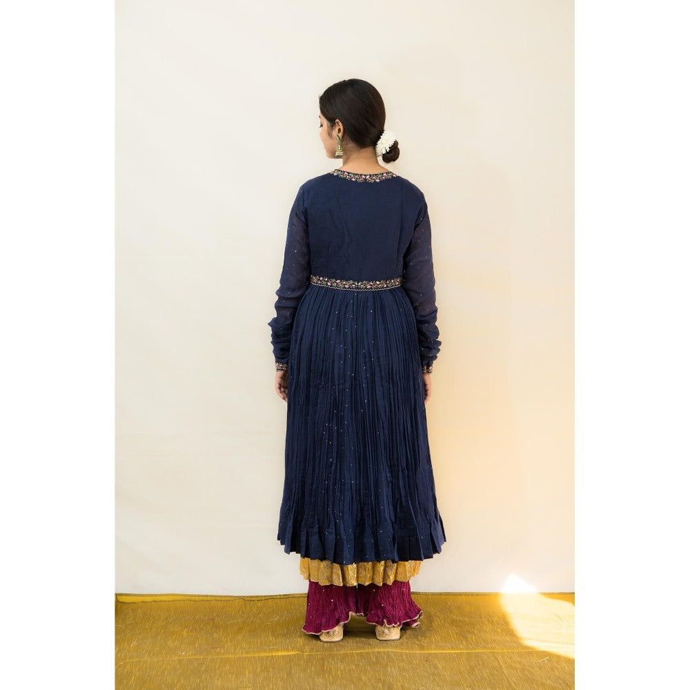 MITHI SUPARI Navy Blue Kumudini Embroidered and Sequined Work Kurta