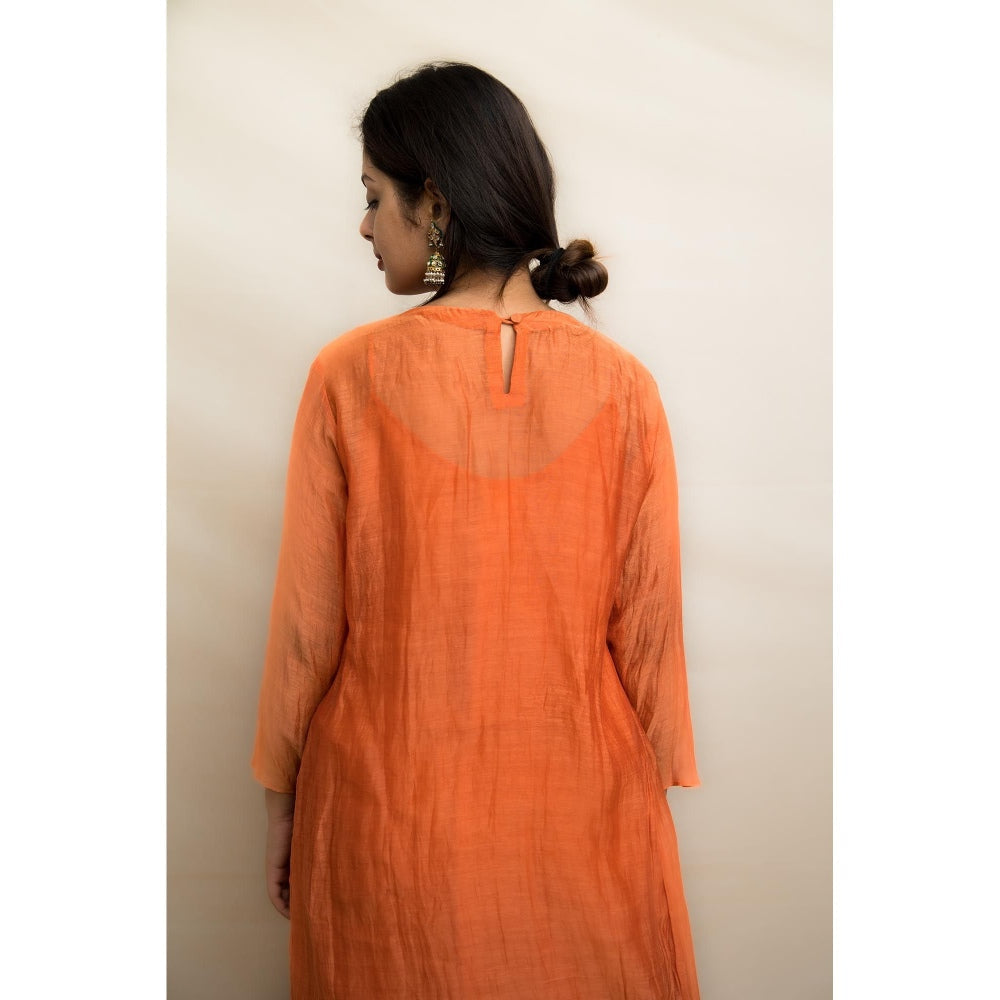 MITHI SUPARI Orange and Red Basanti Kurta with Pant (Set of 2)
