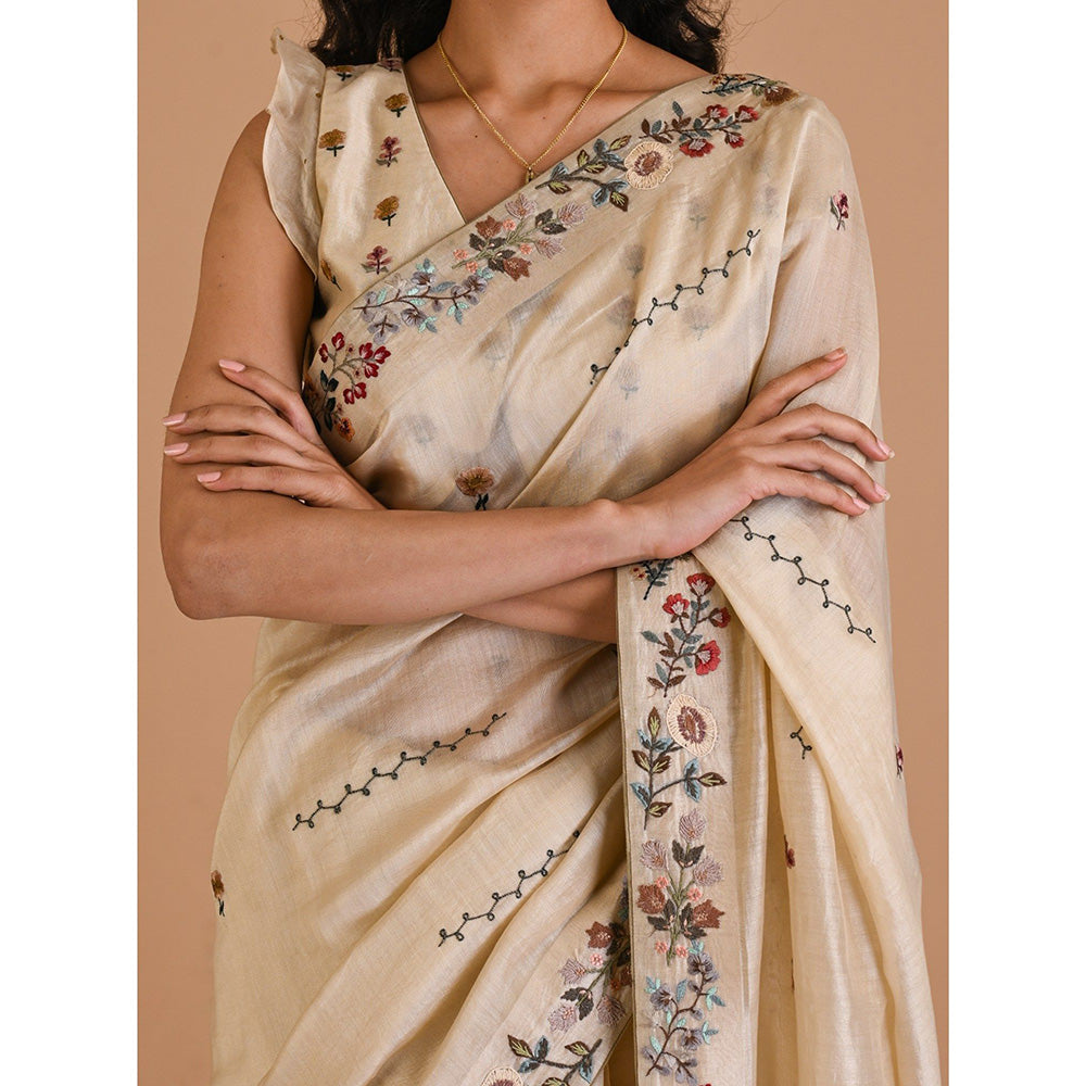 MITYAN Daffodil Saree with Stitched Blouse
