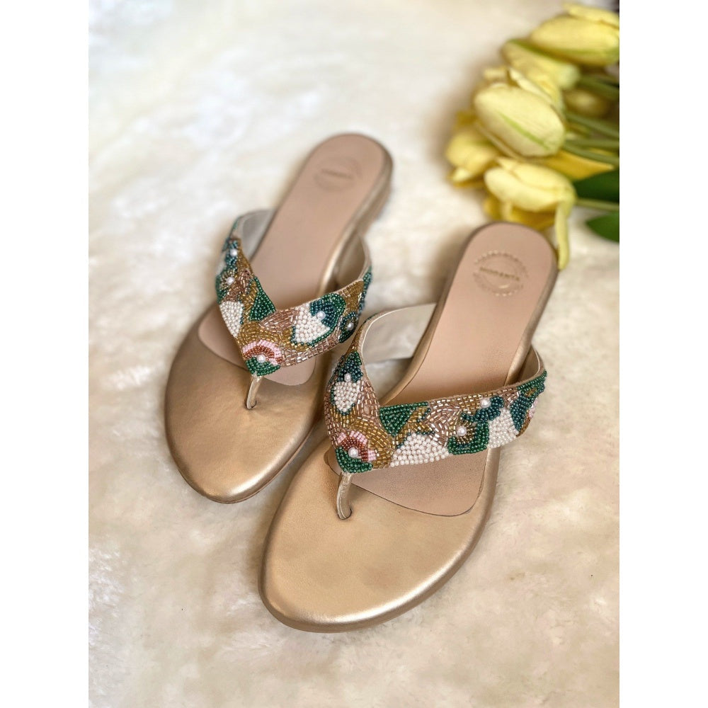 Modanta Embroidered V-Strap Slip Ons Sliders