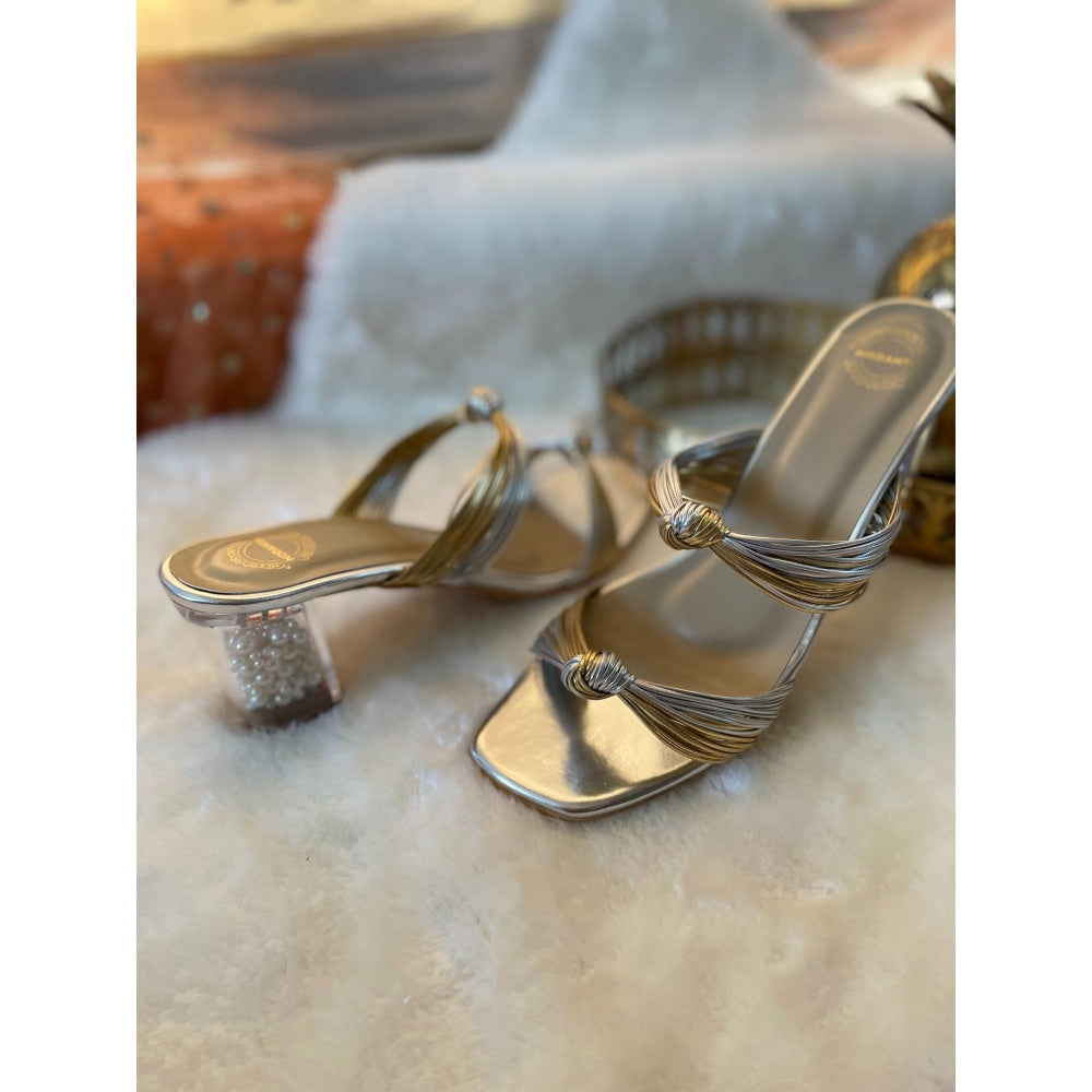 Modanta Gold Knot Pearl Heels