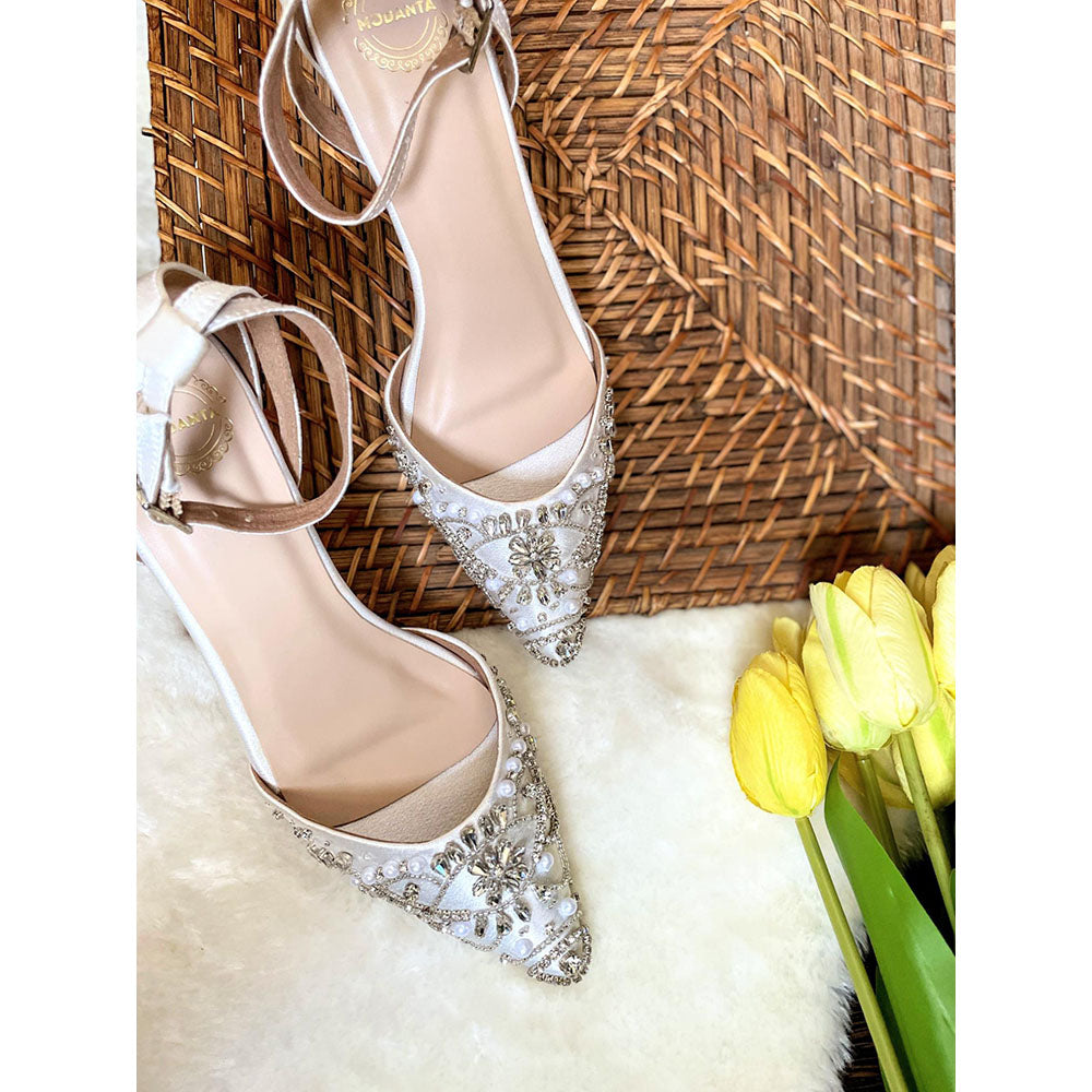 Modanta White Diamond Sandal Heels