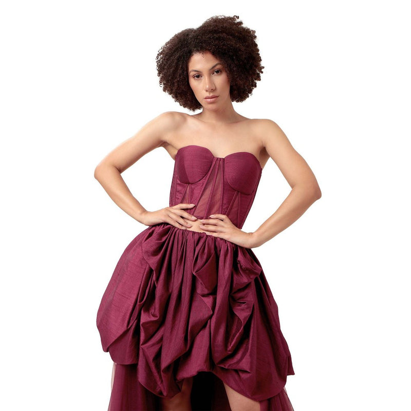 MODO CALDO Purple Harmony Solid Corset and Skirt