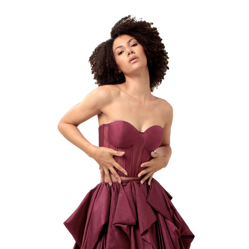 MODO CALDO Purple Infatuation Solid Corset and Skirt