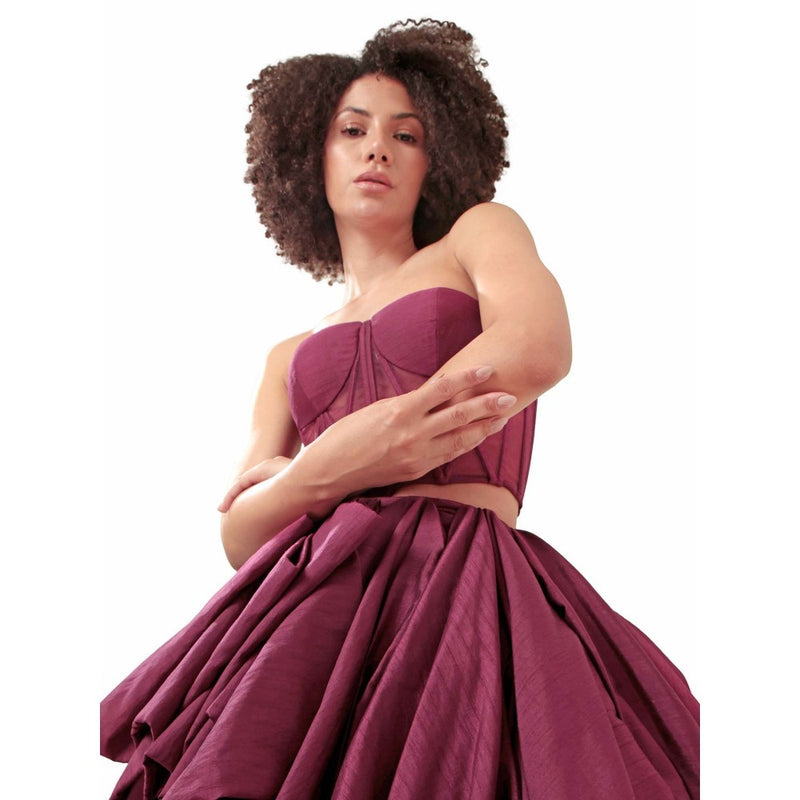MODO CALDO Purple Infinity Solid Corset and Skirt