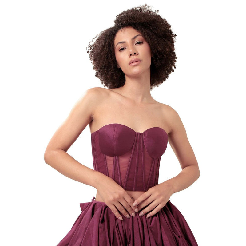 MODO CALDO Purple Understanding Solid Corset and Skirt