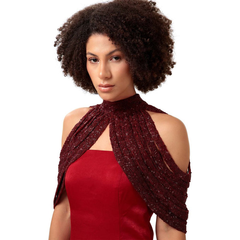 MODO CALDO Red Ruby Runic Gown with Cape