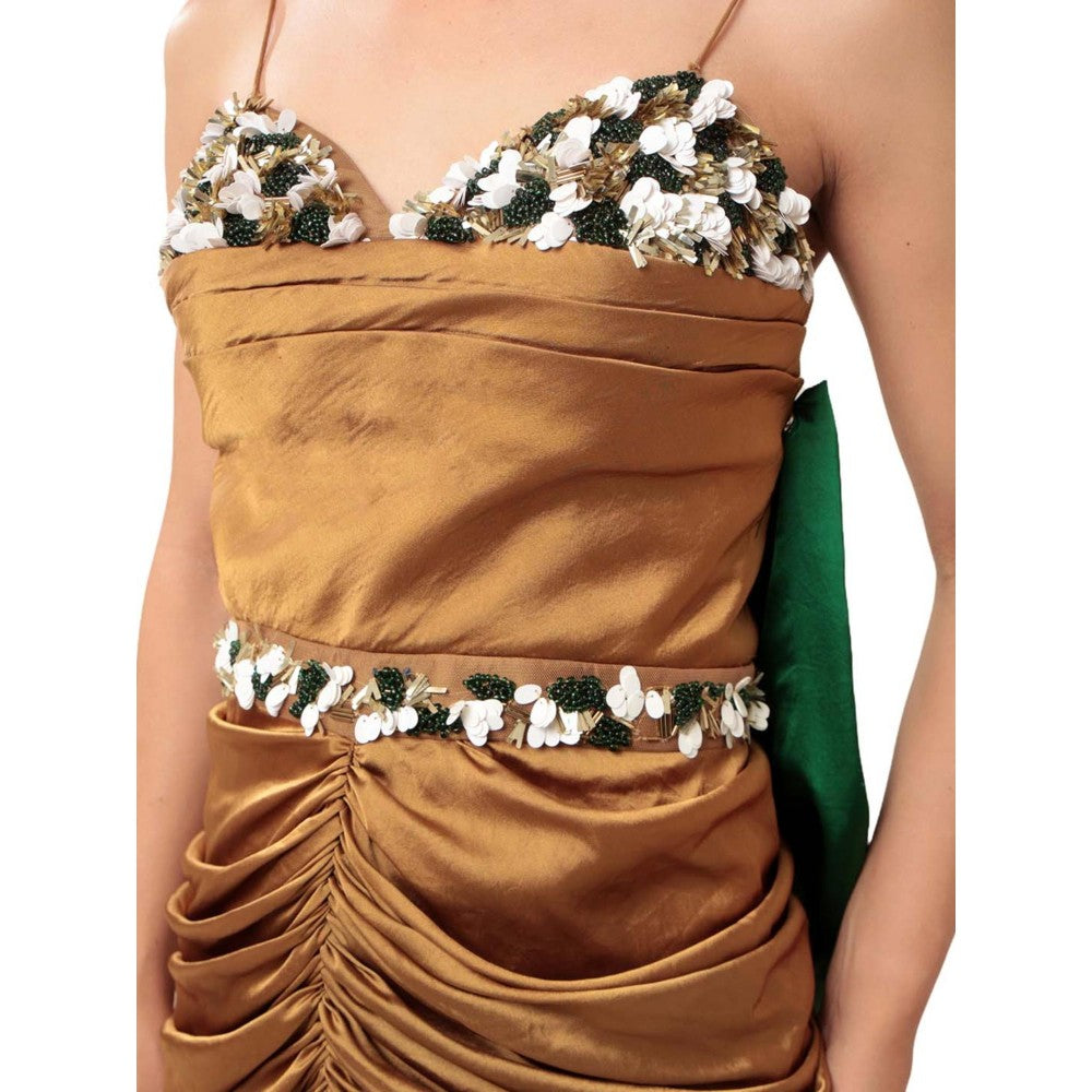 MODO CALDO Womens Gold Gown with Bow