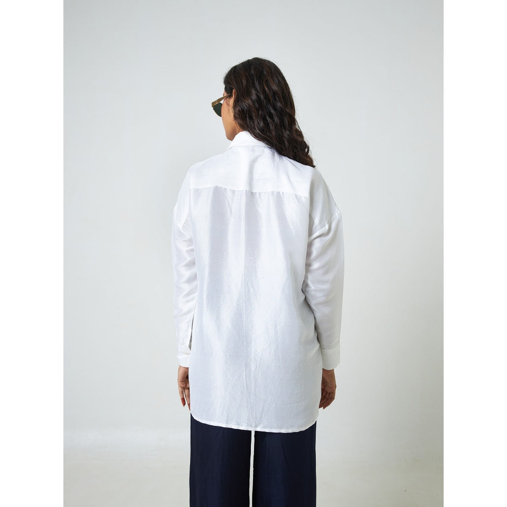 Moment Bombay White Rever Silk Shirt