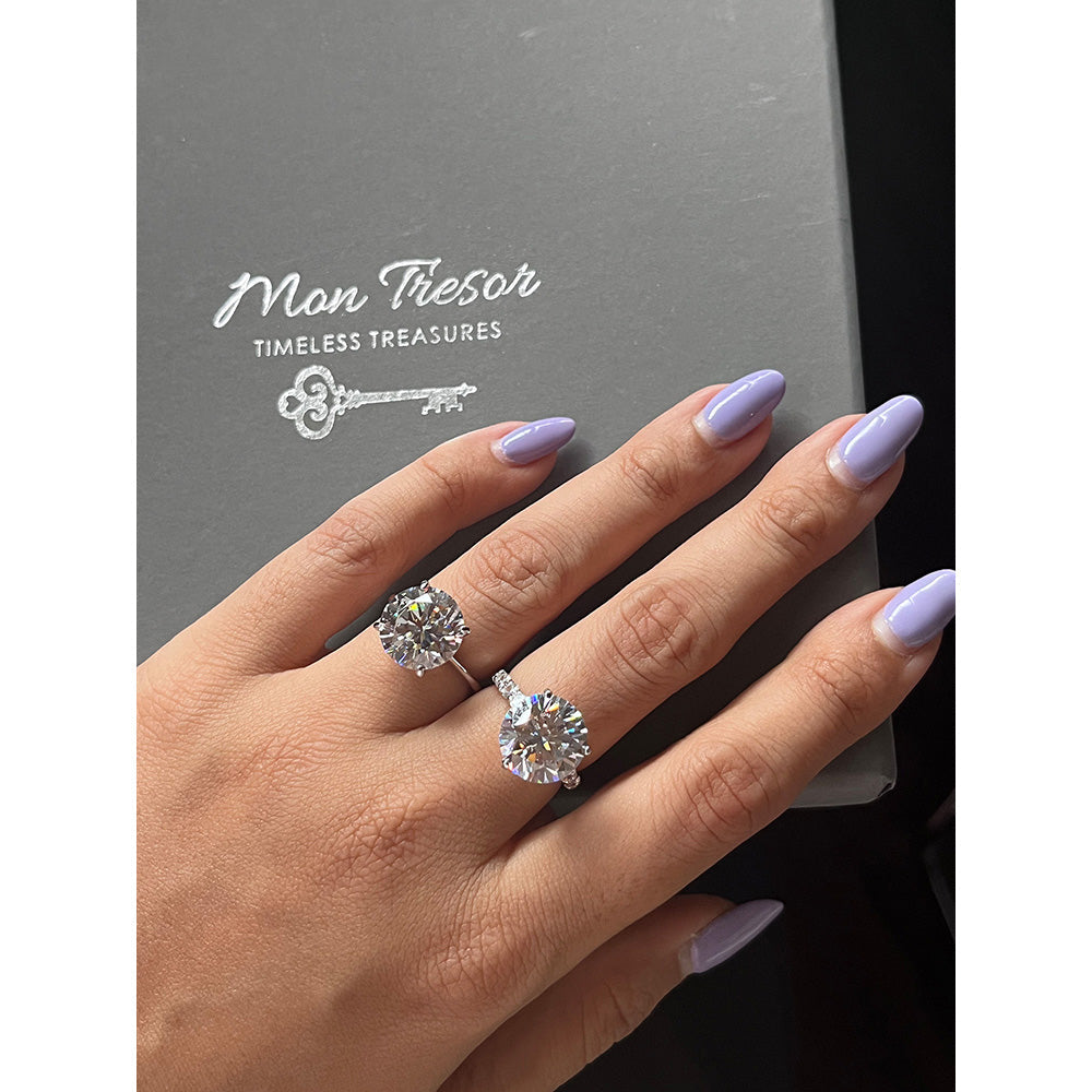 Mon Tresor 4 Carat Round Solitaire With Full Dia Ring - White