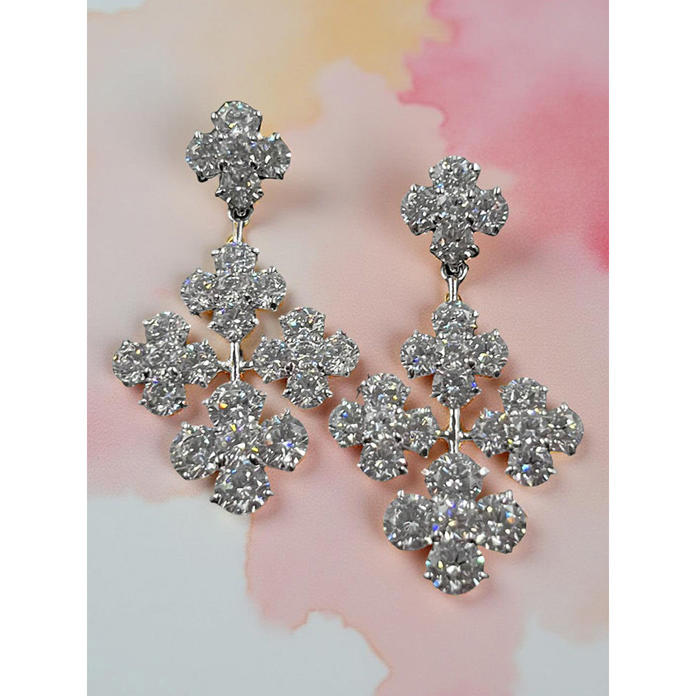 Mon Tresor Rhombus Flower Earring - Silver