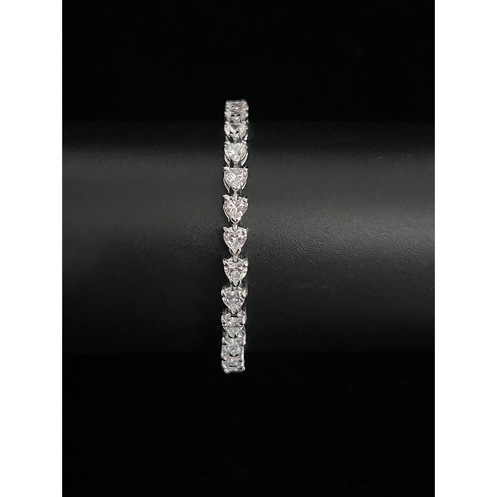 Mon Tresor Heart Solitaire Tennis Bracelet - White