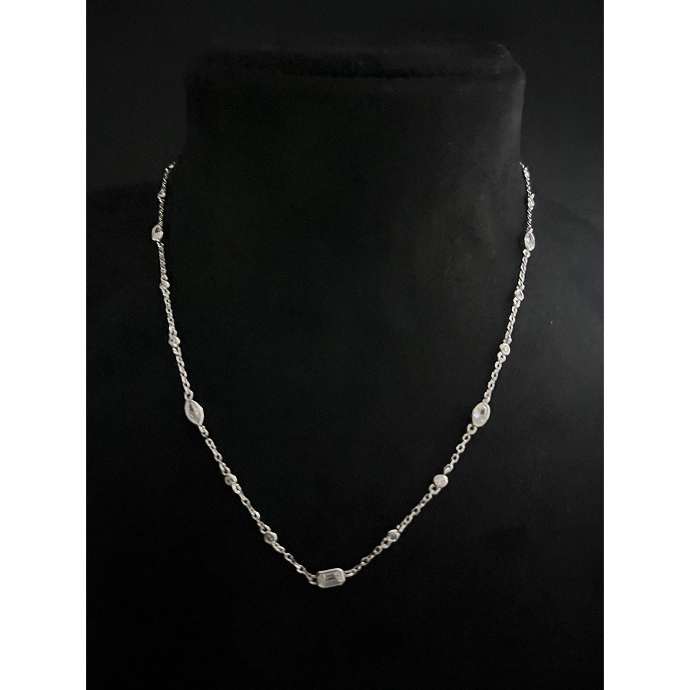 Mon Tresor Bezel Set Assorted Diamond Link Necklace - White