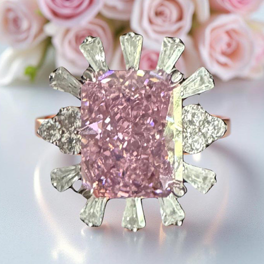 Mon Tresor Pink Sapphire With Segmented Dia Halo