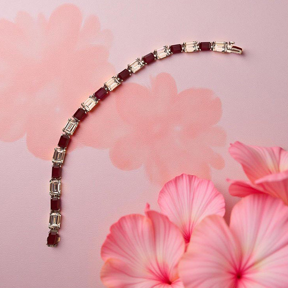 Mon Tresor Alternate Red Emerald Cut Tennis Bracelet