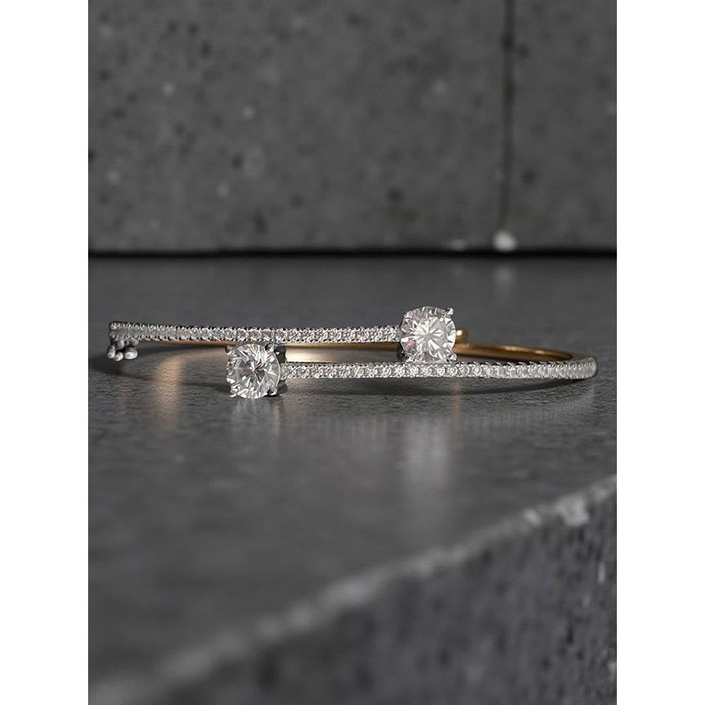 Mon Tresor White Openable Bangle Style With 1.5 Carat Solitaire And 2 Dia Lines