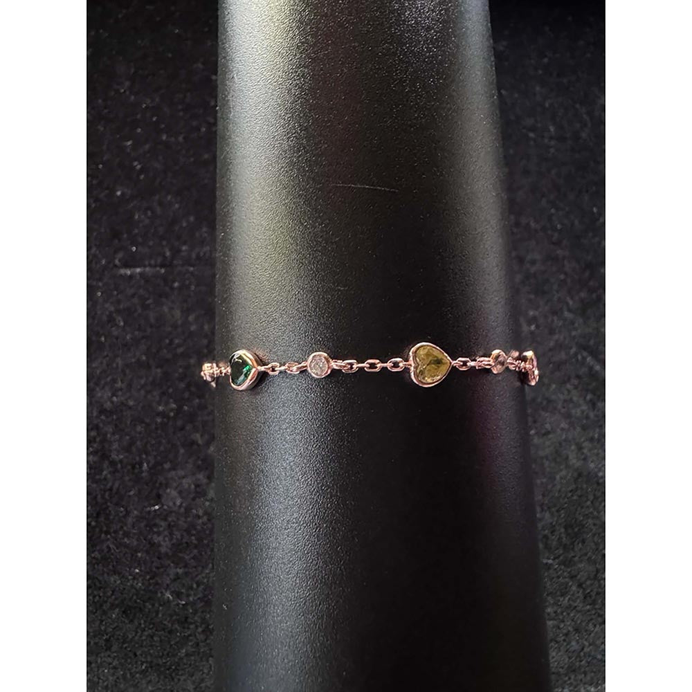 Mon Tresor Multi-Colour Rose gold Link Bracelet With Hearts