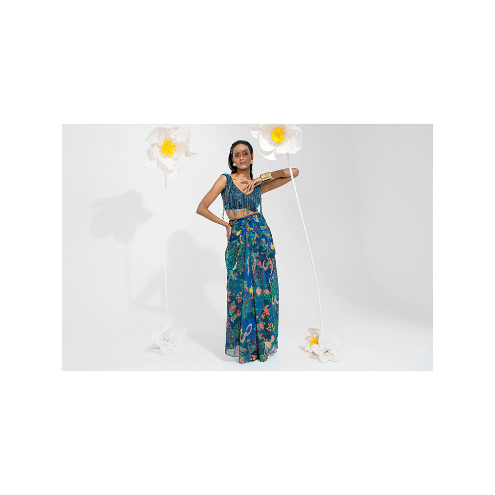 Muskan Aggarwal Alana Floral Embellished Blouse with Skirt and Dupatta (Set of 3)