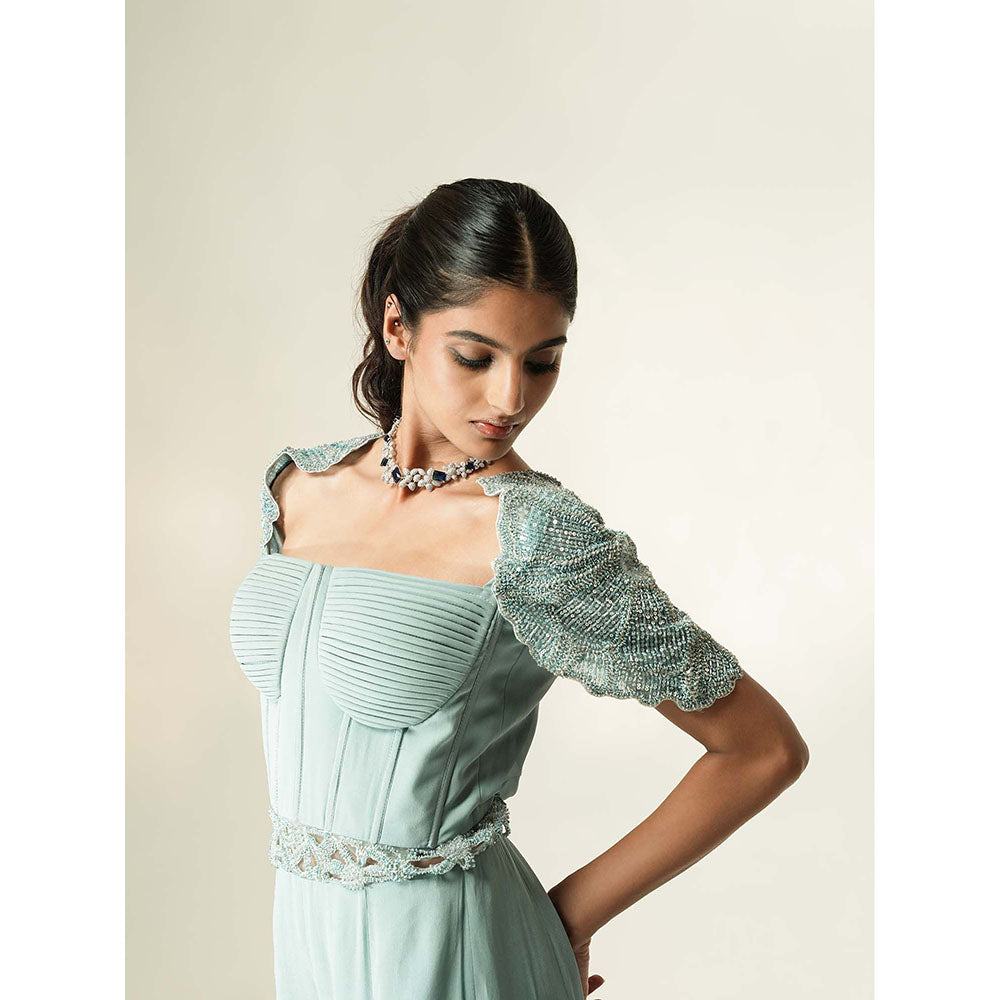 Muskan Aggarwal Pastel Blue Embroidered Jumpsuit