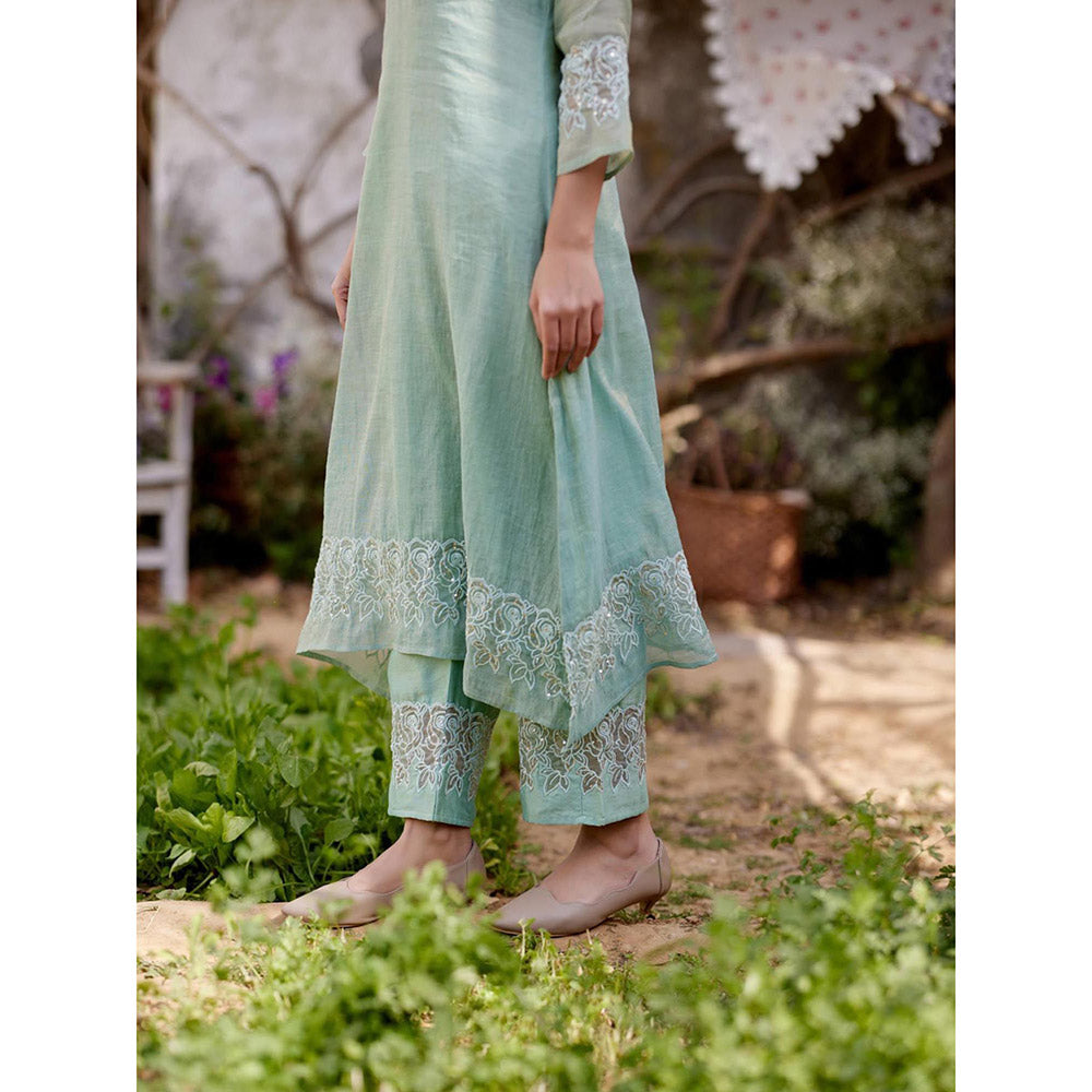 Naaz By Noor Rosa Green Kurta with Pant and Dupatta (Set of 3)