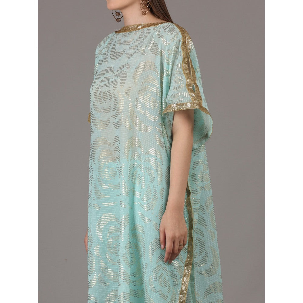 NAMAH BY PARUL MONGIA Bright Sky Blue Kaftan & Tulip Dhoti Pant (Set of 2)