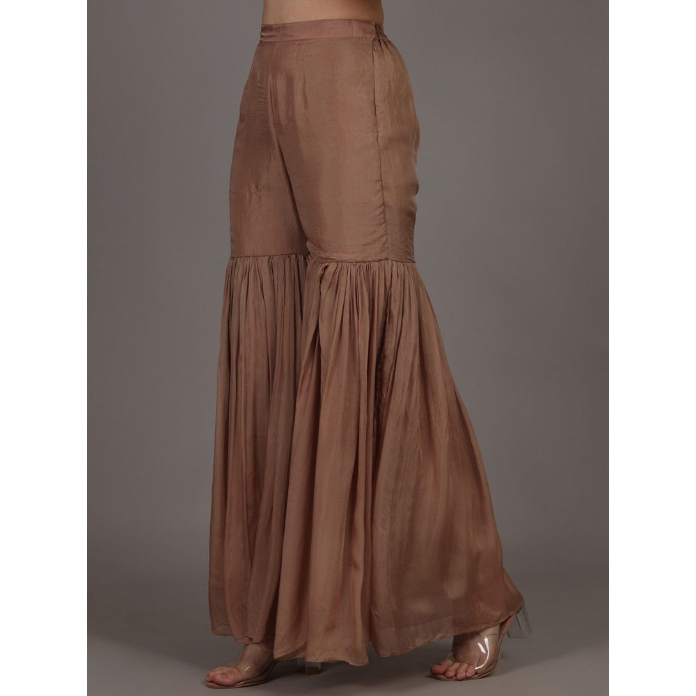 NAMAH BY PARUL MONGIA Dusty Brown Kurta with Sharara & Dupatta (Set of 3)