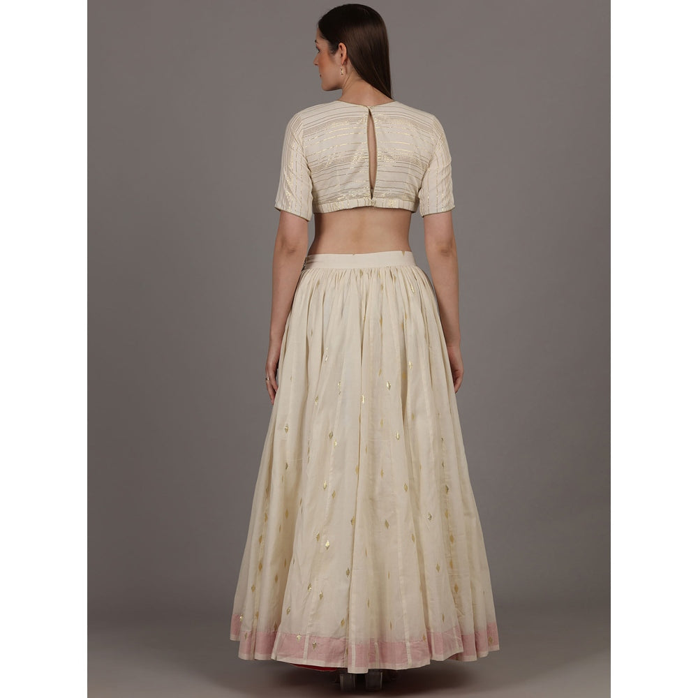 NAMAH BY PARUL MONGIA Cream Lehnga with Blouse and Dupatta (Set of 3)