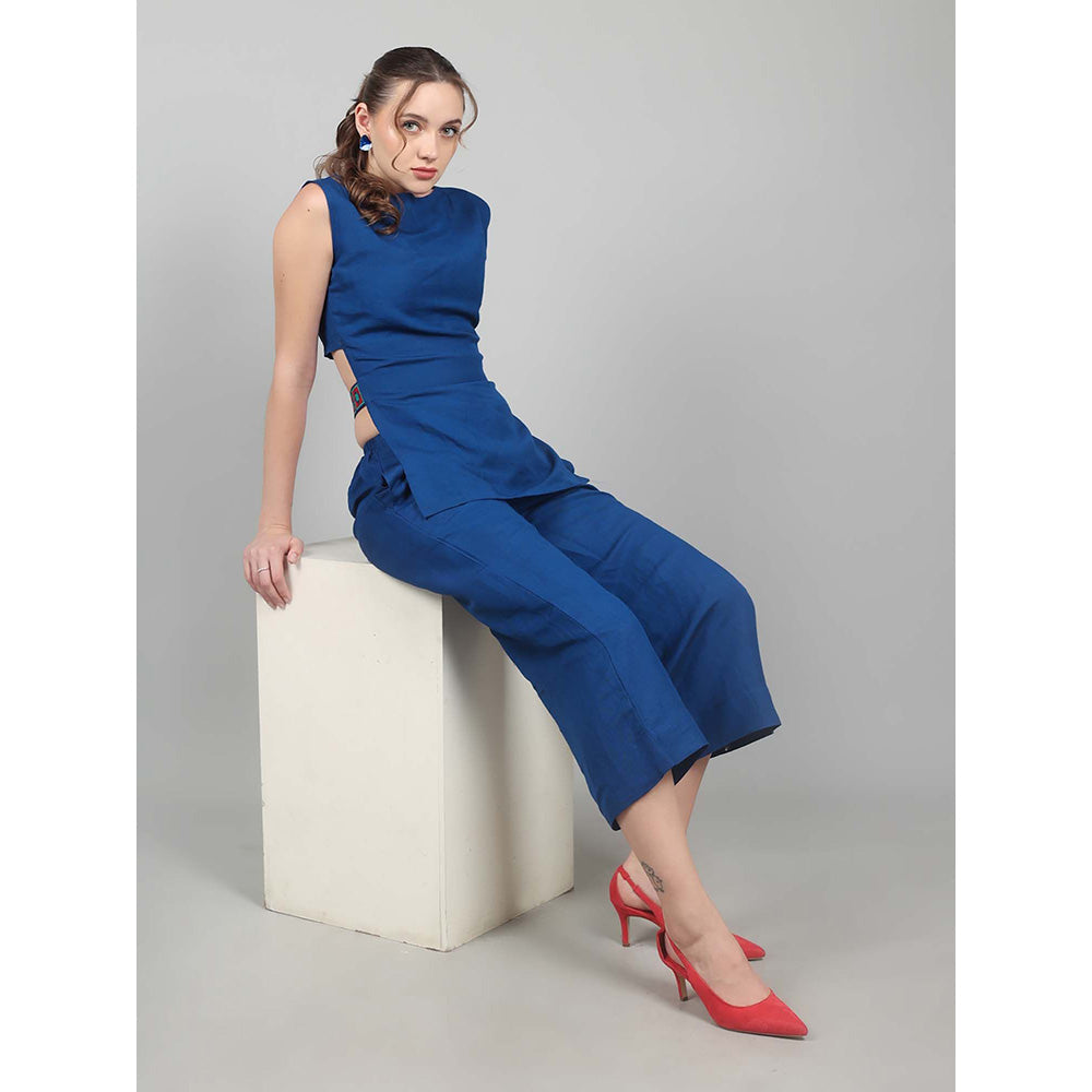 NAMAH BY PARUL MONGIA Lapis Linen Back Bow Co-Ord (Set of 2)