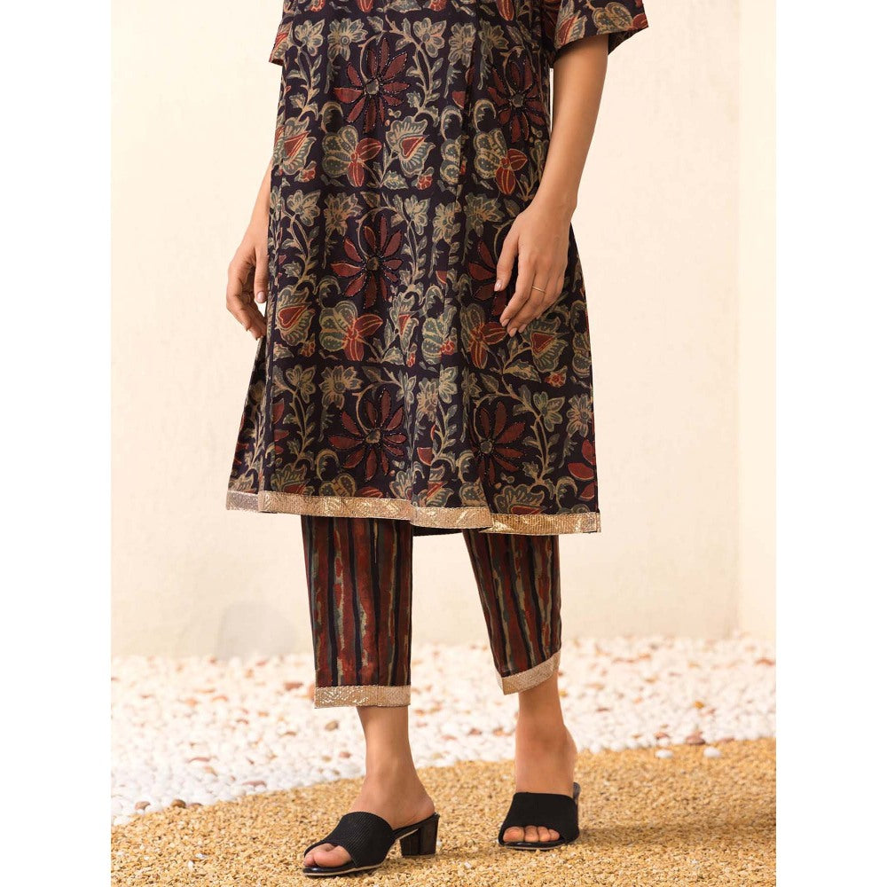 Naseebo Brown Mystic Dreams Ajrakh Kurta with Pant (Set of 2)