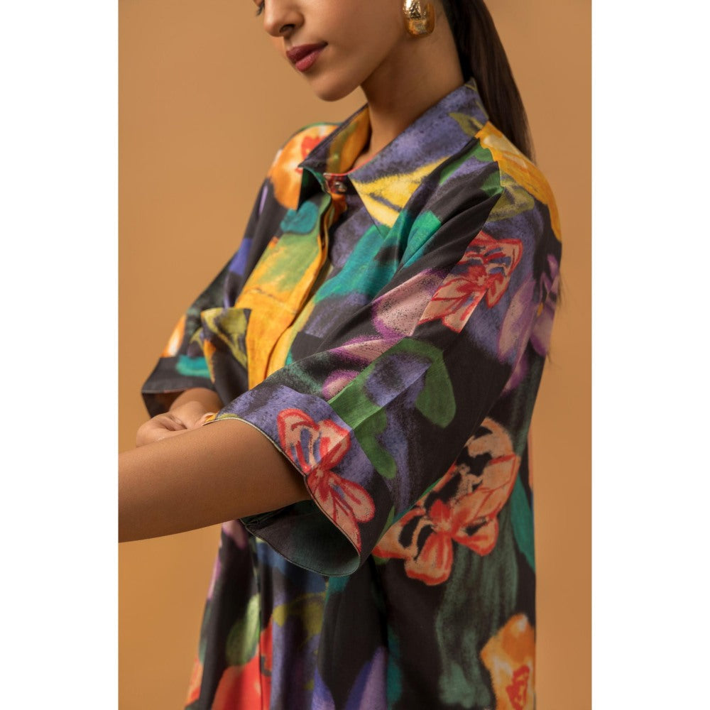 Naseebo Kohl Mirage Muslin Kurta with Pant - Multi-Color