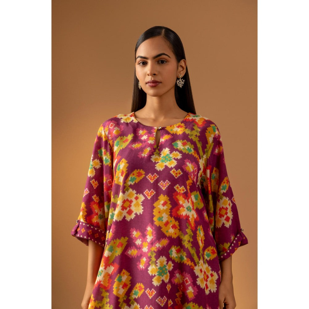Naseebo Magenta Reverie Muslin Kurta with Pant - Purple