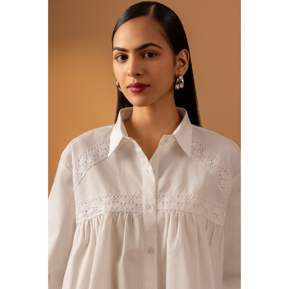 Naseebo Ivory Bloom Lace Shirt