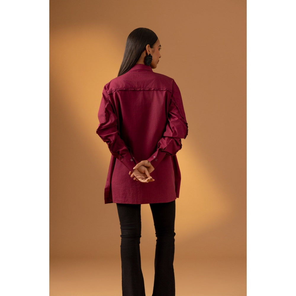 Naseebo Wine Mulberry Muse Cotton Poplin Shirt