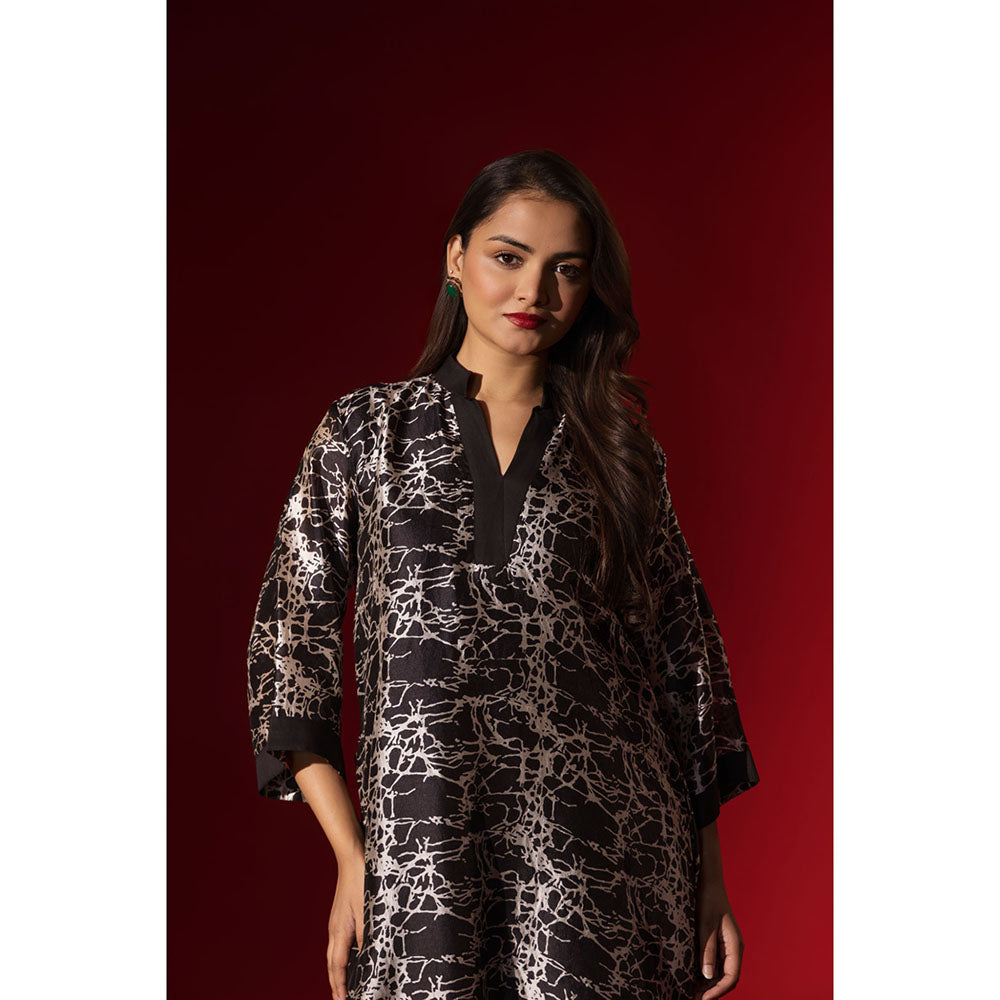 Naseebo Ebony Black Silk Kurta and Pant
