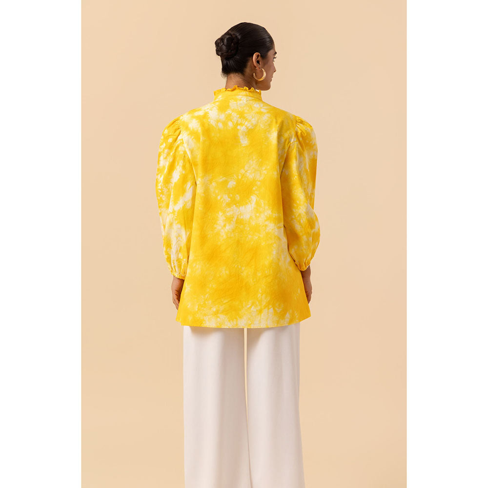 Naseebo Womens Cotton Tie & Dye Yellow Top