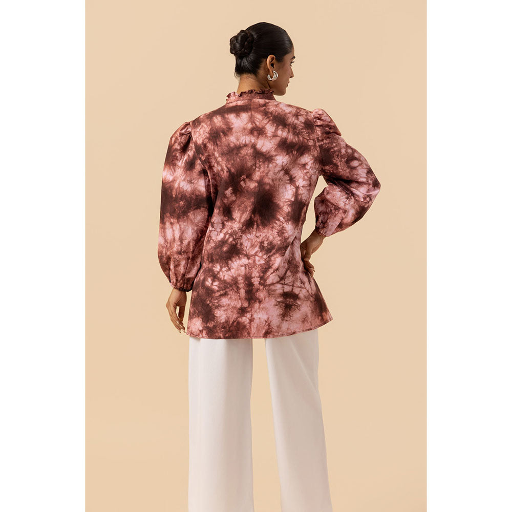 Naseebo Womens Cotton Tie & Dye Brown Top