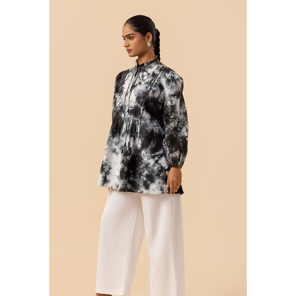 Naseebo Womens Cotton Tie & Dye Black Top