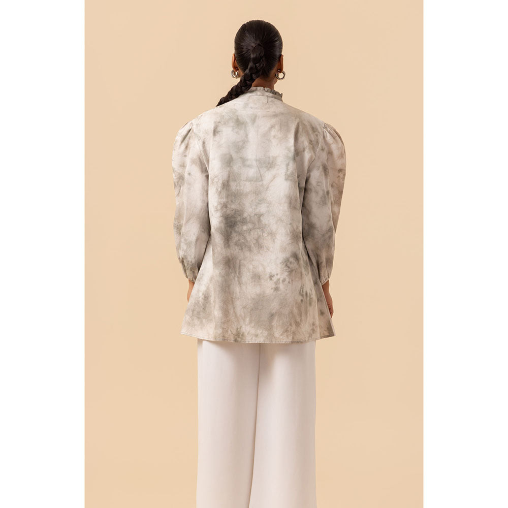 Naseebo Womens Cotton Tie & Dye Grey Top