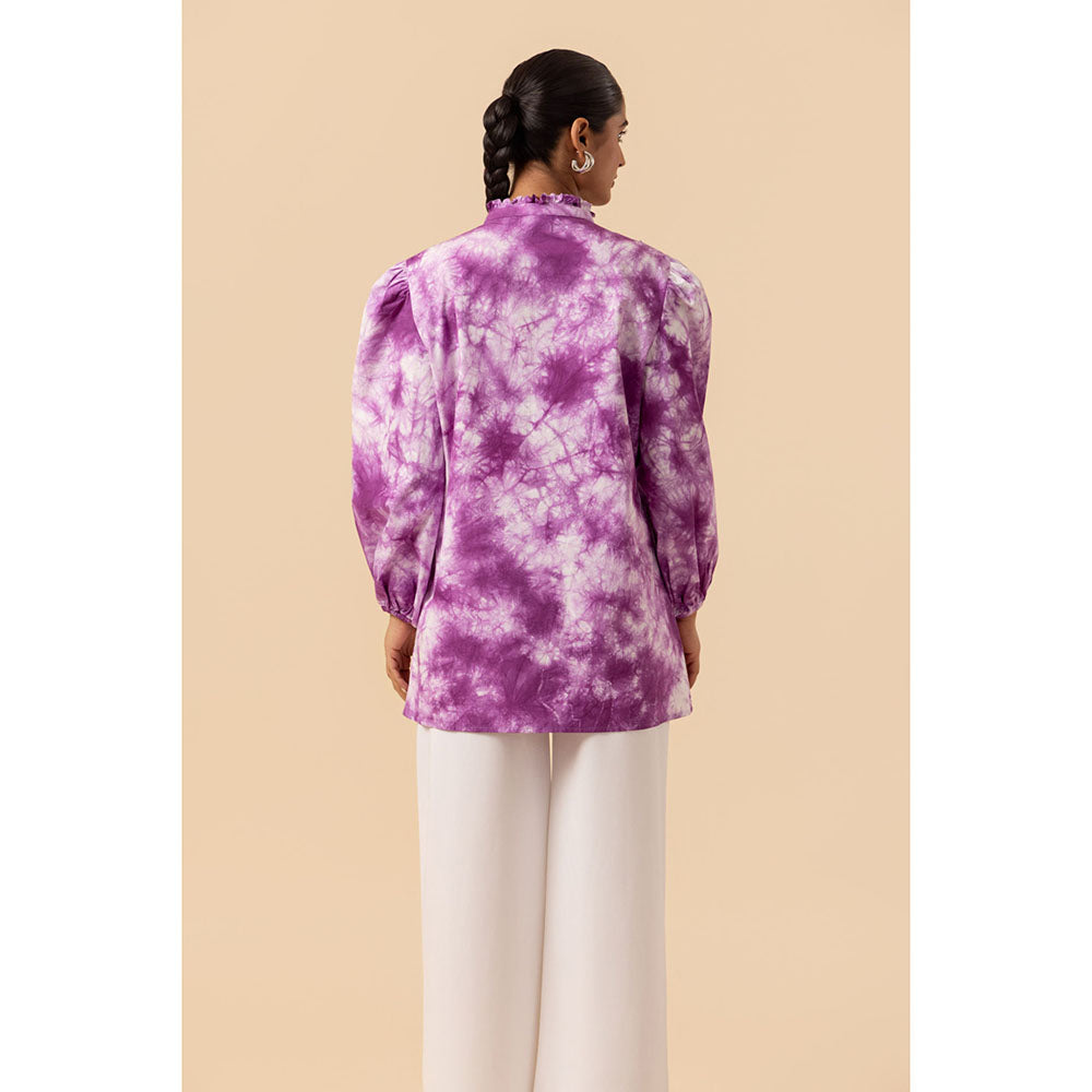 Naseebo Womens Cotton Tie & Dye Purple Top